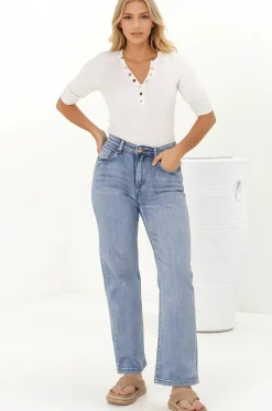 Pacey Jeans - High Waisted Straight Leg Jeans in Light Denim><noscript><img width=