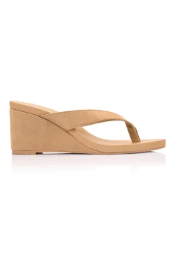 Polly Thong Wedges - Camel Tan Micro>Verali Outlet