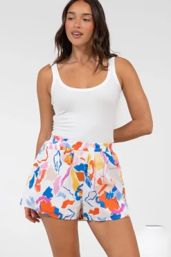 Remira Shorts - High Waisted Short with Elasticated Waistband in Isadora Print>Salty Crush Outlet