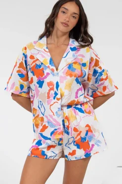 Remira Shorts - High Waisted Short with Elasticated Waistband in Isadora Print><noscript><img width=