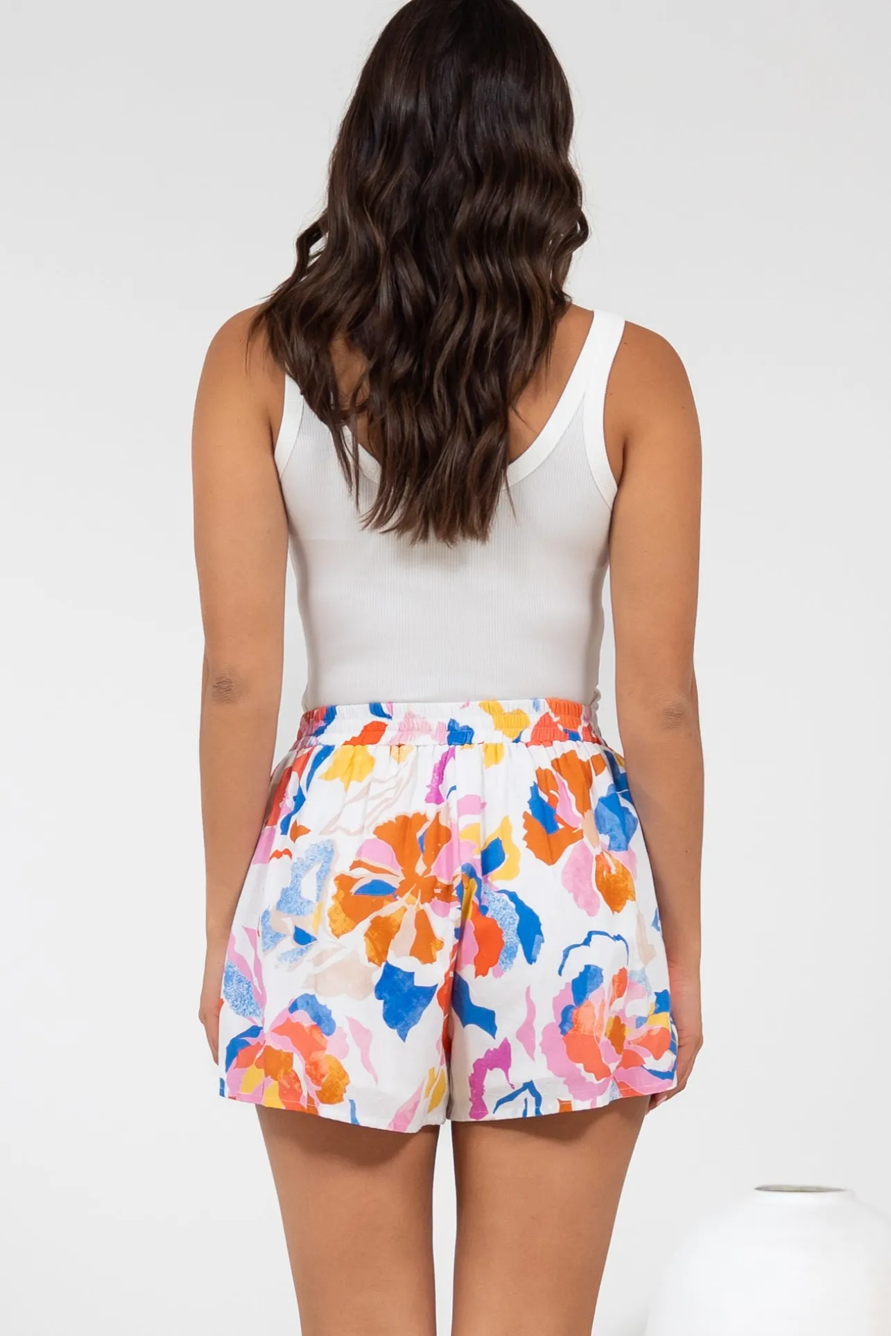 Remira Shorts - High Waisted Short with Elasticated Waistband in Isadora Print>Salty Crush Outlet