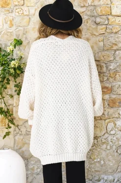 Ricki Cardigan - Open Front Chunky Knit Cardigan in Cream><noscript><img width=