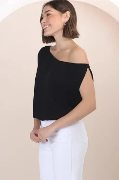 Rielle Top - One Shoulder Aysmmetric Bodysuit in Black><noscript><img width=