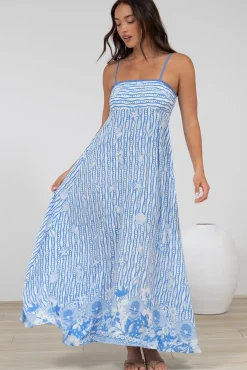 Rosa Maxi Dress - Sun Dress with Shirred Back in Ailsa Print>Salty Crush Online