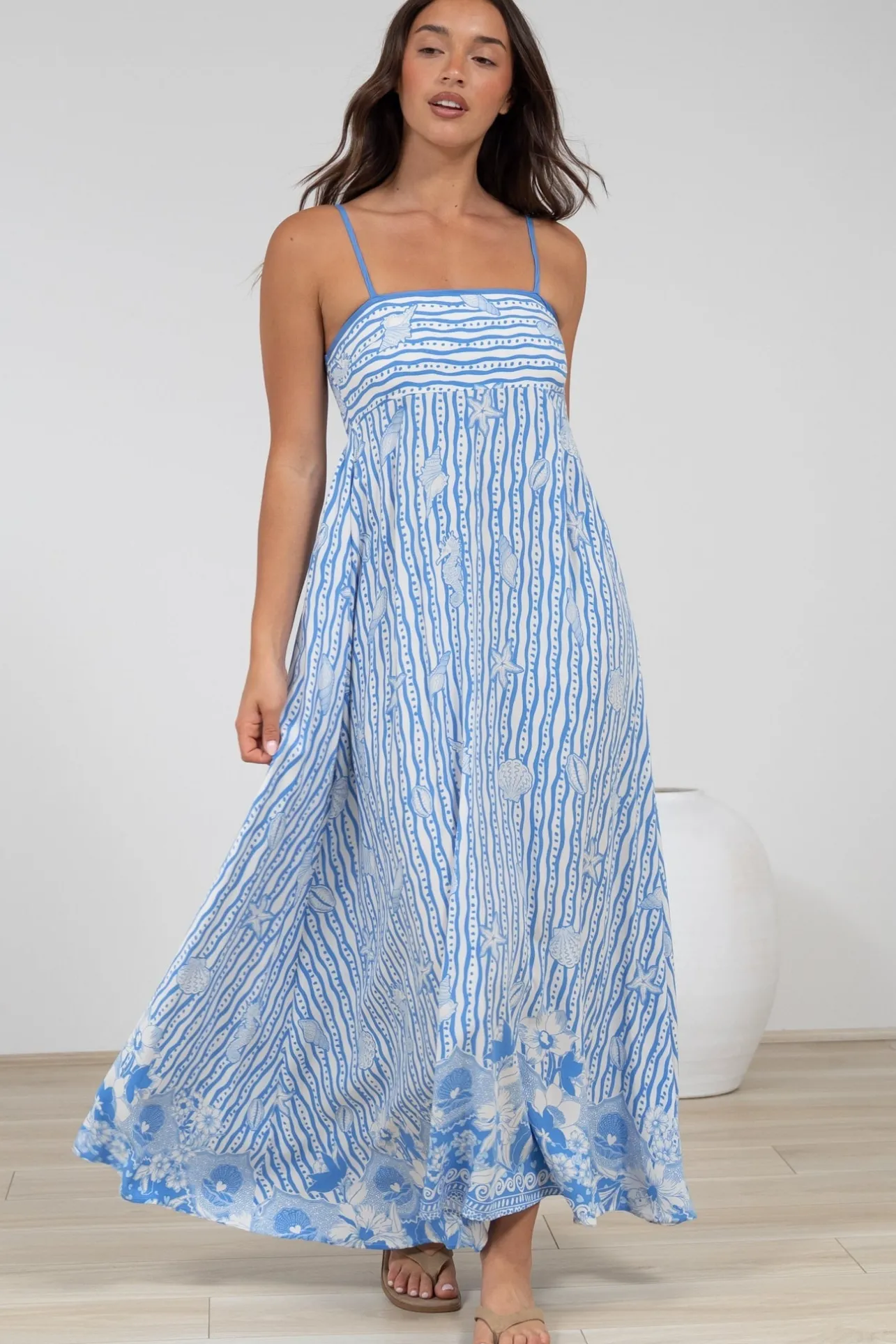 Rosa Maxi Dress - Sun Dress with Shirred Back in Ailsa Print>Salty Crush Online
