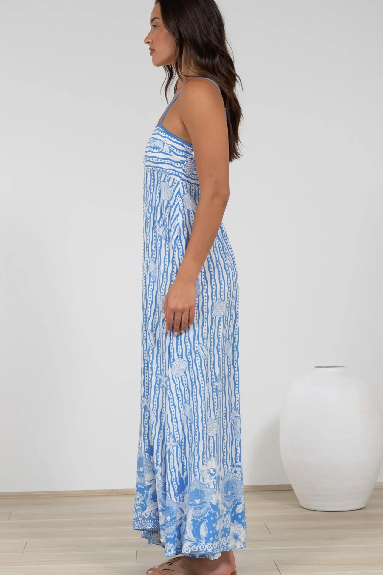 Rosa Maxi Dress - Sun Dress with Shirred Back in Ailsa Print>Salty Crush Online