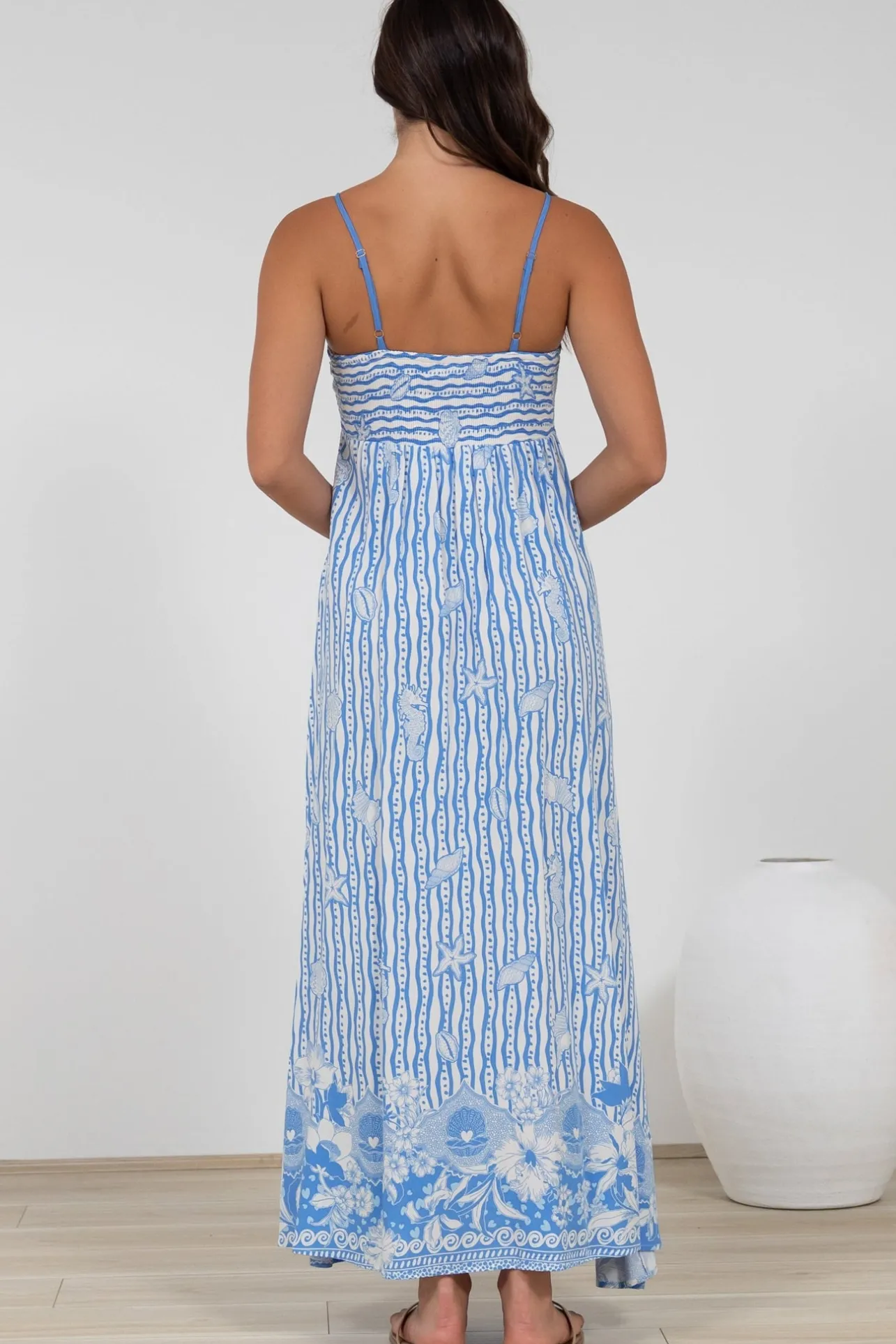Rosa Maxi Dress - Sun Dress with Shirred Back in Ailsa Print>Salty Crush Online