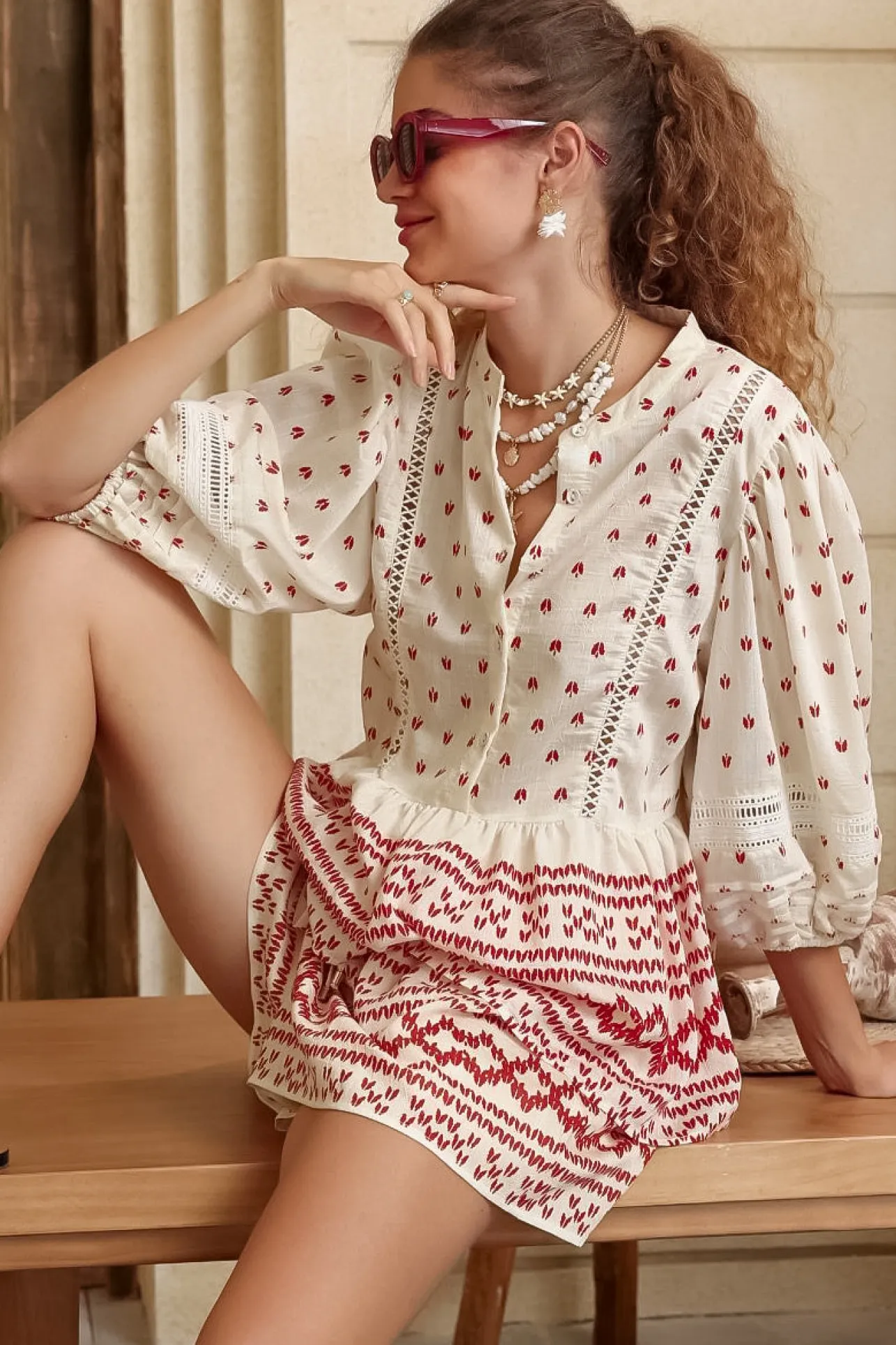 Ruby Shorts - High Elasticated Waist Shorts in Fay Print>Salty Crush Online