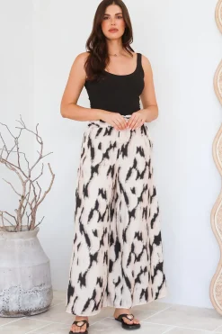 Rueben Pants - High Waisted Lined Wide Leg Pants with Pockets in Whisper Print><noscript><img width=