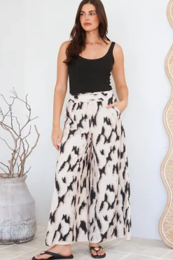 Rueben Pants - High Waisted Lined Wide Leg Pants with Pockets in Whisper Print><noscript><img width=