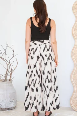 Rueben Pants - High Waisted Lined Wide Leg Pants with Pockets in Whisper Print><noscript><img width=
