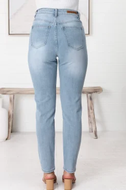 Rynn Jeans - High Waisted Mom Jean in Light Wash Denim><noscript><img width=