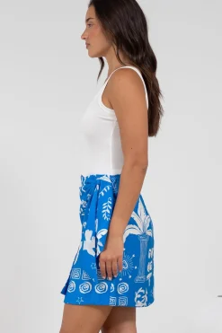 Sassi Mini Skirt - High Waisted Skirt with Wrap Belt in Aurie Print><noscript><img width=
