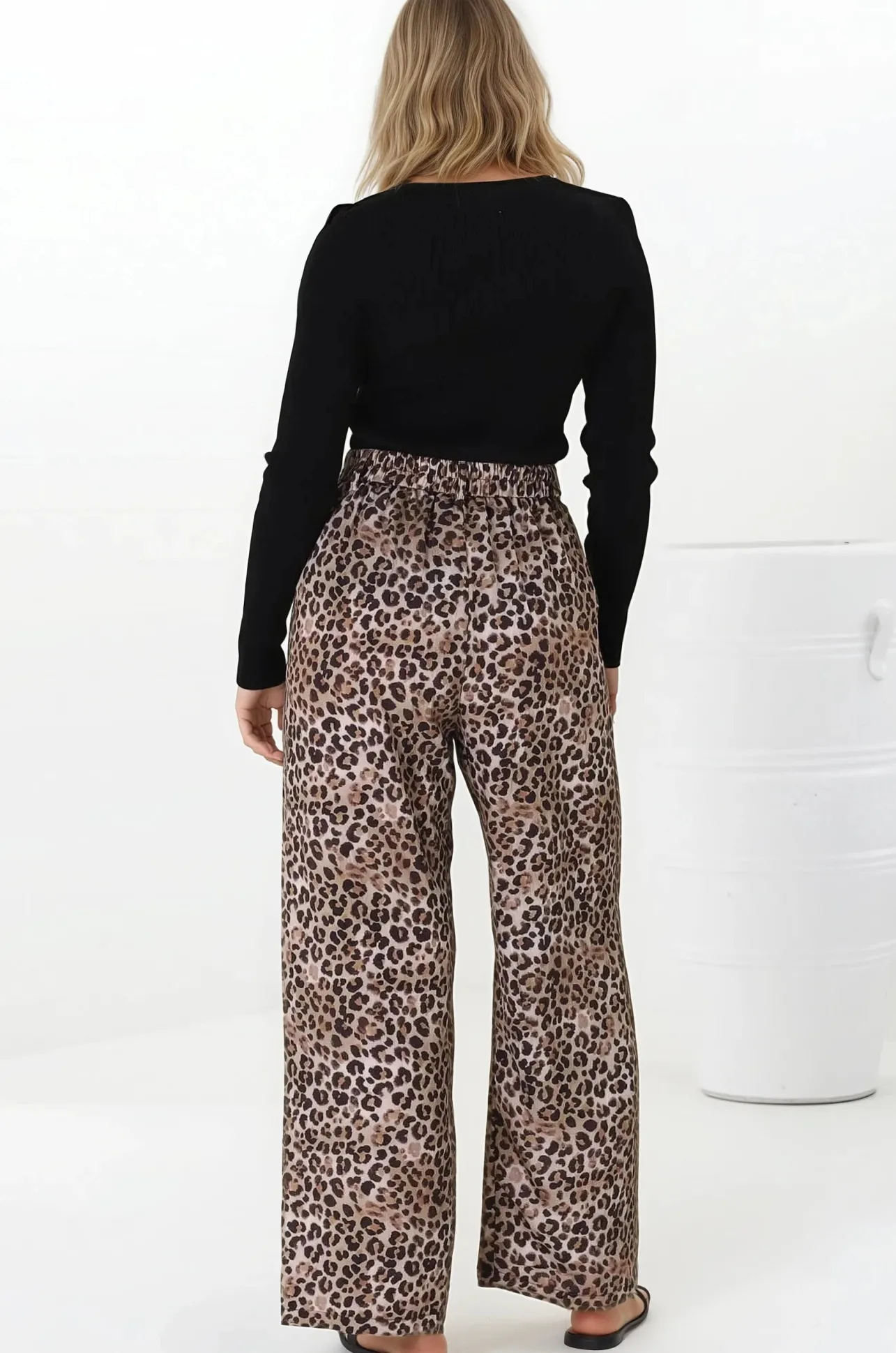 Sebastian Pants - High Waisted Straight Leg Pants in Leopard Print>Salty Crush Online