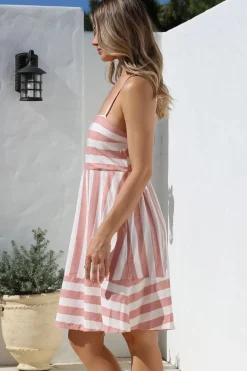 Sennia Mini Dress - Adjustable Spaghetti Strap Sun Dress in Gaubi Print Pink><noscript><img width=