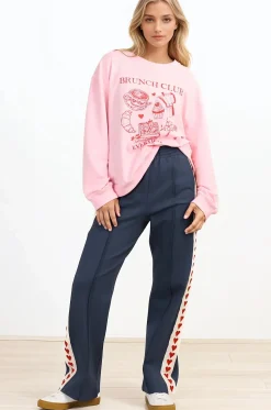 Shanty Pants - High Waisted Straight Leg Pants with Heart Side Strip in Blue><noscript><img width=
