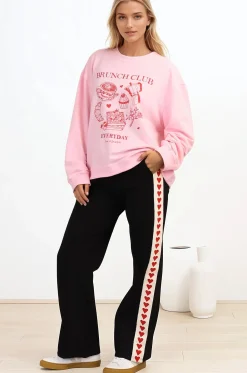 Shanty Pants - High Waisted Straight Leg Pants with Heart Side Strip in Black><noscript><img width=