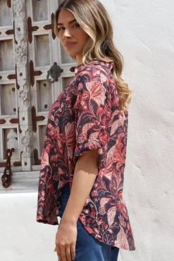 Shelly Shirt - Collared Button Down Shirt in Narah Print><noscript><img width=
