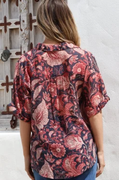Shelly Shirt - Collared Button Down Shirt in Narah Print><noscript><img width=