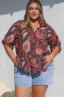 Shelly Shirt - Collared Button Down Shirt in Narah Print><noscript><img width=