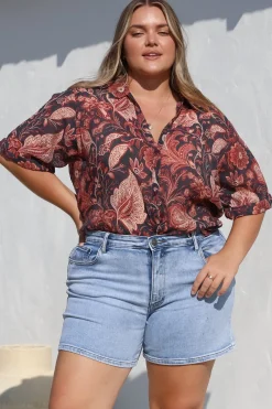 Shelly Shirt - Collared Button Down Shirt in Narah Print><noscript><img width=