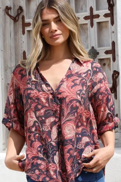Shelly Shirt - Collared Button Down Shirt in Narah Print><noscript><img width=