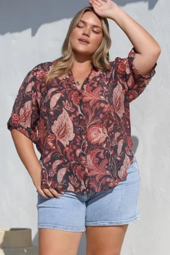 Shelly Shirt - Collared Button Down Shirt in Narah Print><noscript><img width=