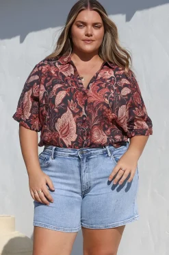 Shelly Shirt - Collared Button Down Shirt in Narah Print><noscript><img width=