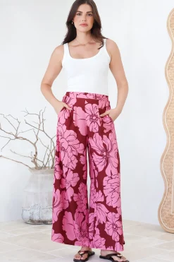 Silvie Pants - High Waist Wide Leg Pants in Full Bloom Print>Salty Crush Online