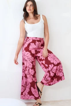 Silvie Pants - High Waist Wide Leg Pants in Full Bloom Print><noscript><img width=