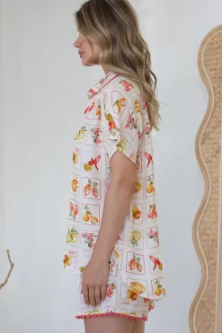 Stacy Shirt - Collared Button Down High-Low Shirt in Dahlar Print><noscript><img width=