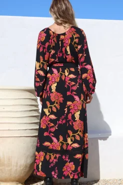 Tai Maxi Dress - On or Off Shoulder Dress with Matching Belt in Valerie Print><noscript><img width=