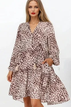 Taylor Mini Dress - Mandarin Collar Balloon Sleeve Smock Dress in Tatum Print><noscript><img width=