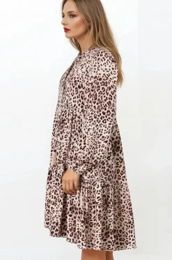 Taylor Mini Dress - Mandarin Collar Balloon Sleeve Smock Dress in Tatum Print><noscript><img width=