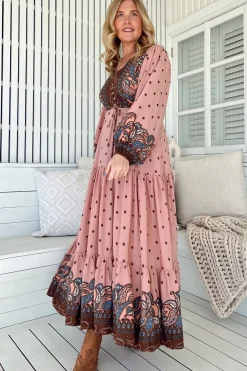 Teresa Maxi Dress - A Line Dress with Long Balloon Sleeves in Seraphina Print><noscript><img width=