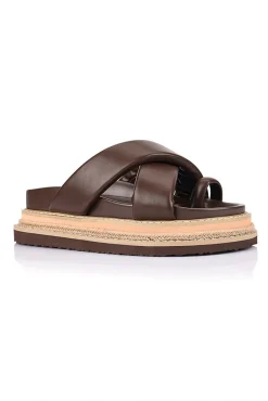 Thelma Flatform Slides - Chocolate Brown>Verali Best