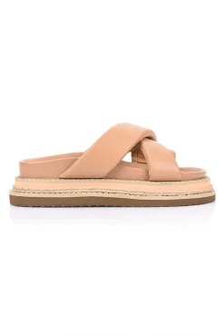 Thelma Flatform Slides - Dark Camel Tan><noscript><img width=