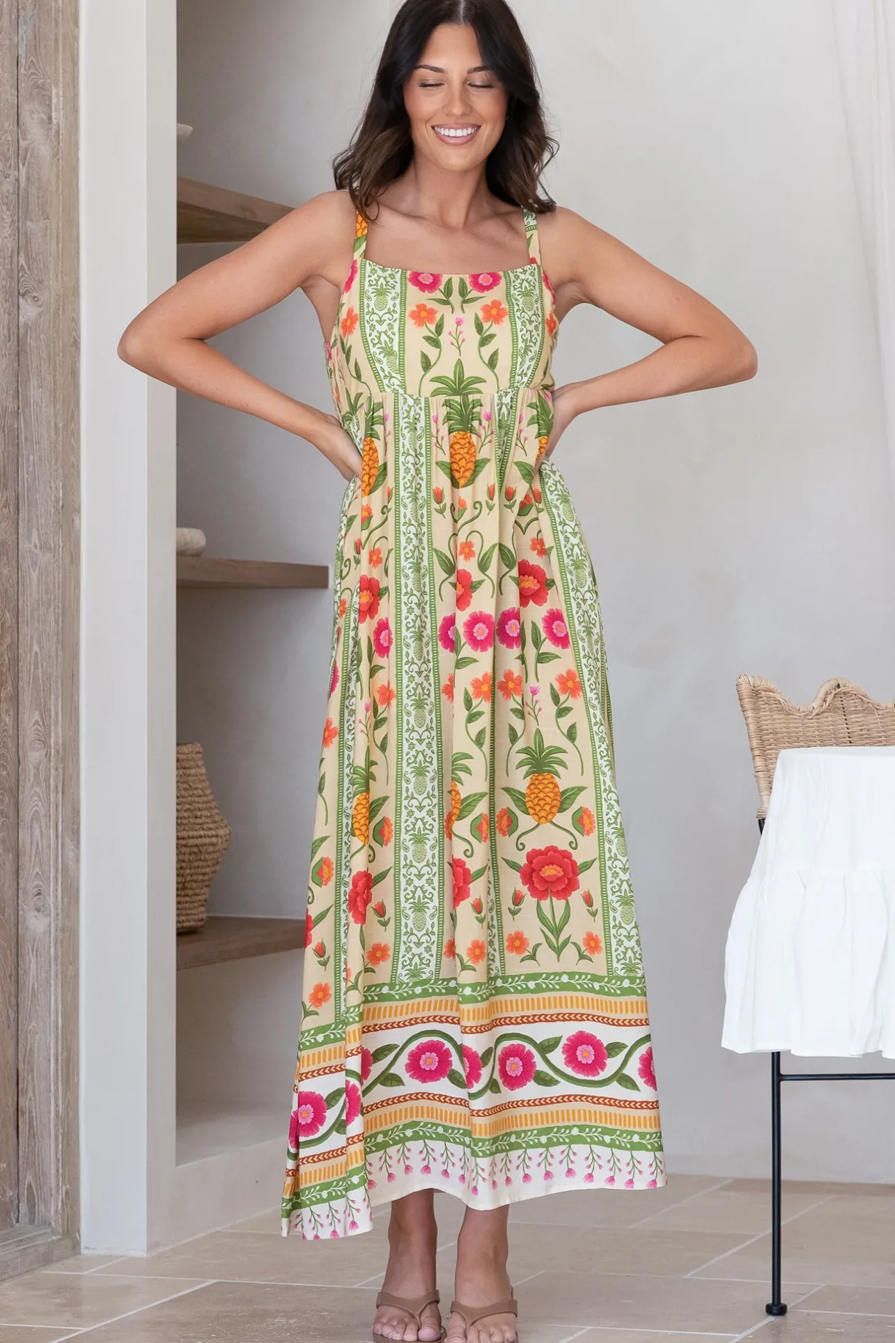 Tiff Maxi Dress - Adjustable Strap Sun Dress in Sunkissed Print>Salty Crush Best