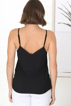 Venus Cami - Long V Neck Adjustable Strap Cami in Black><noscript><img width=