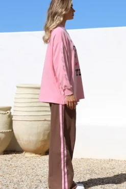 Yee-Haw Set - Graphic Long Sleeve Top and Pants with Stripe Accent in Pink><noscript><img width=