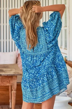 Zarina Mini Dress - Short Sleeve Smock Dress in Letty Print><noscript><img width=