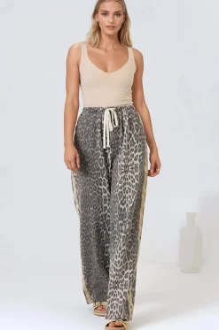 Zayne Pants - High Waisted Wide Leg Pants with Double Side Strip in Leopard Print><noscript><img width=
