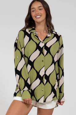Zev Shirt - Oversized Button Down Shirt in Kennedy Print><noscript><img width=