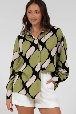 Zev Shirt - Oversized Button Down Shirt in Kennedy Print><noscript><img width=