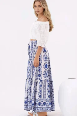 Zia Maxi Skirt - High Waisted Skirt with Front Splits in Kahula Print><noscript><img width=