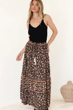 Zia Maxi Skirt - High Waisted Skirt with Front Splits in Amirah Print>Salty Crush Outlet