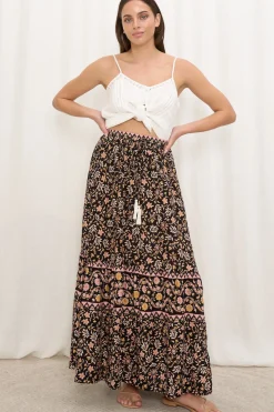 Zia Maxi Skirt - High Waisted Skirt with Front Splits in Amirah Print><noscript><img width=
