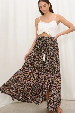 Zia Maxi Skirt - High Waisted Skirt with Front Splits in Amirah Print><noscript><img width=