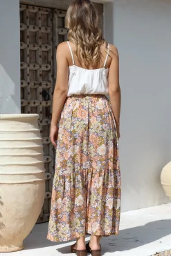 Zia Maxi Skirt - High Waisted Skirt with Tassel Waist Tie and Front Splits in Avianna Print><noscript><img width=