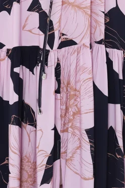 Ziggy Maxi Dress - Cap Sleeve Tiered Dress with Pull Tie Waist in Jaffa Print><noscript><img width=